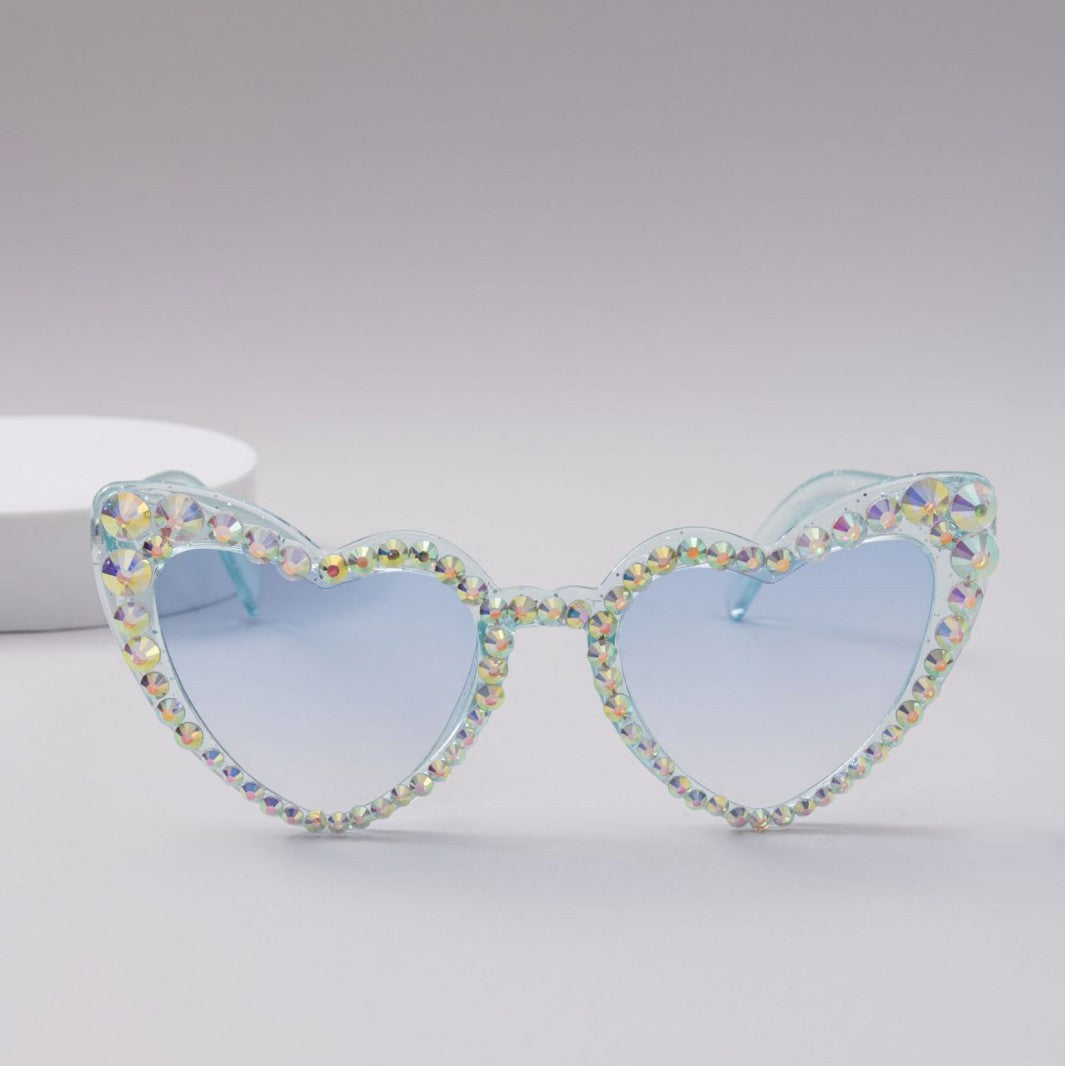 Dames Hartvormige Zonnebril met Glitter 2