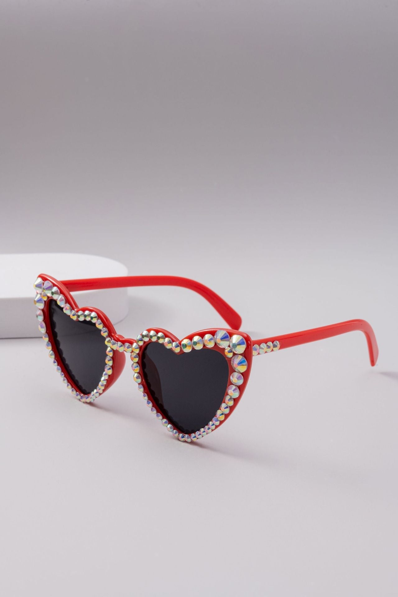 Dames Hartvormige Zonnebril met Glitter 7