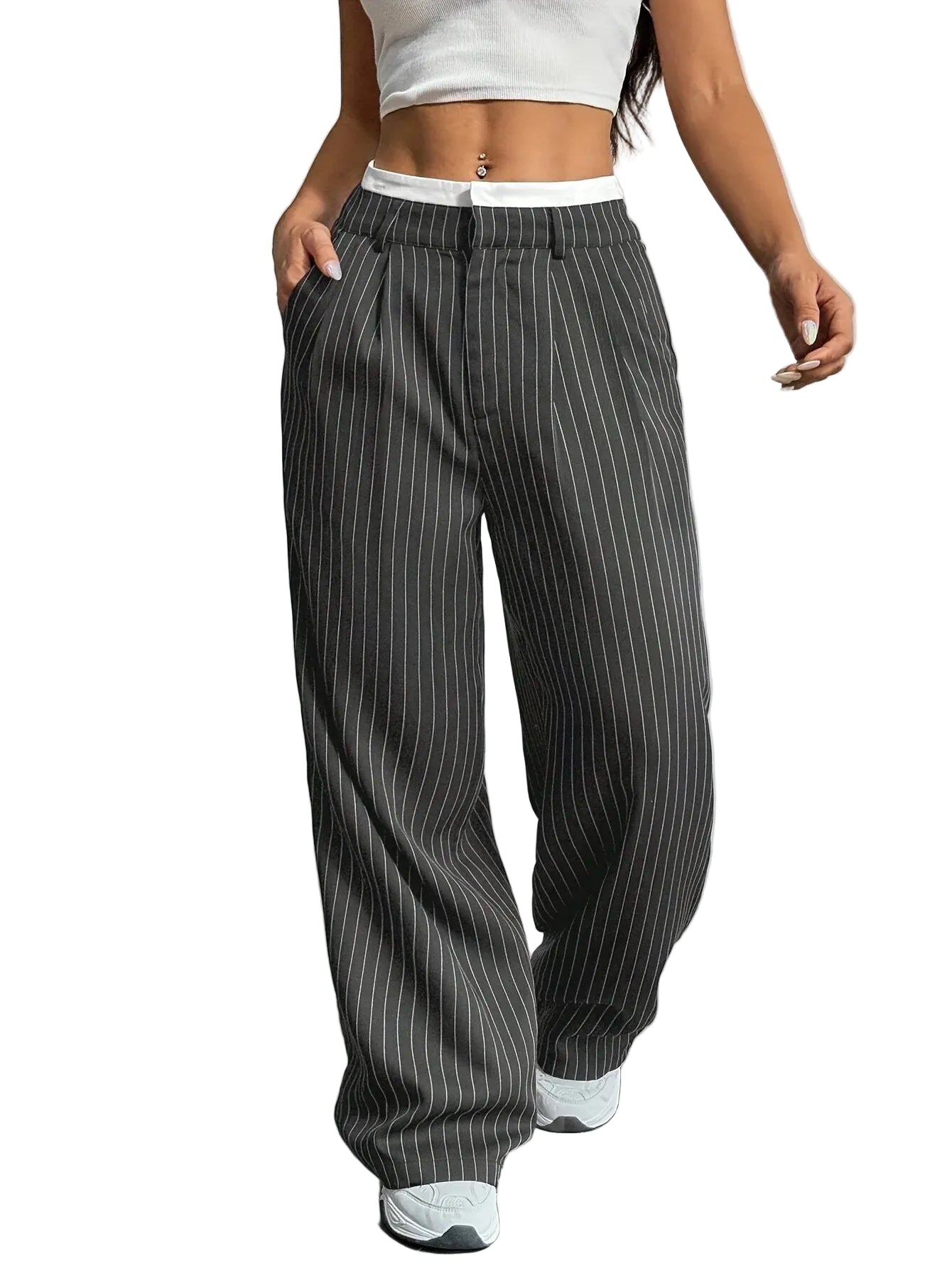 Dames Hoge Taille Broek Met Wijde Pijpen 0