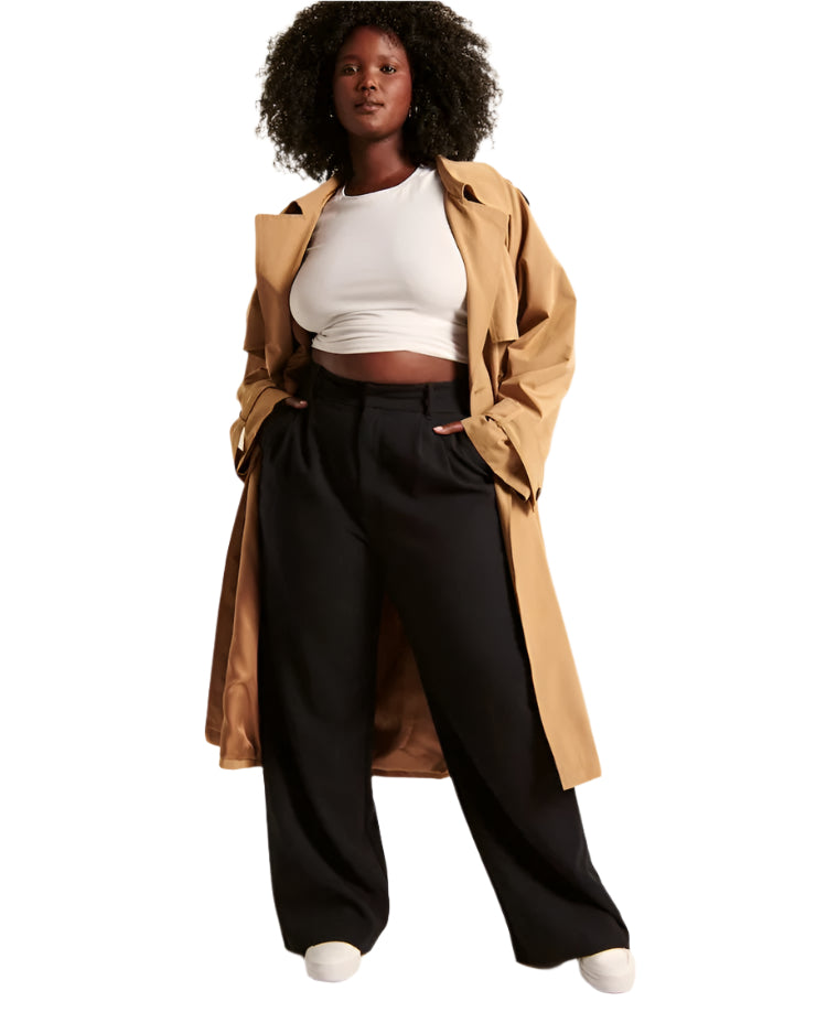 Dames Hoge Taille Broek Met Wijde Pijpen Geweven Stof 0