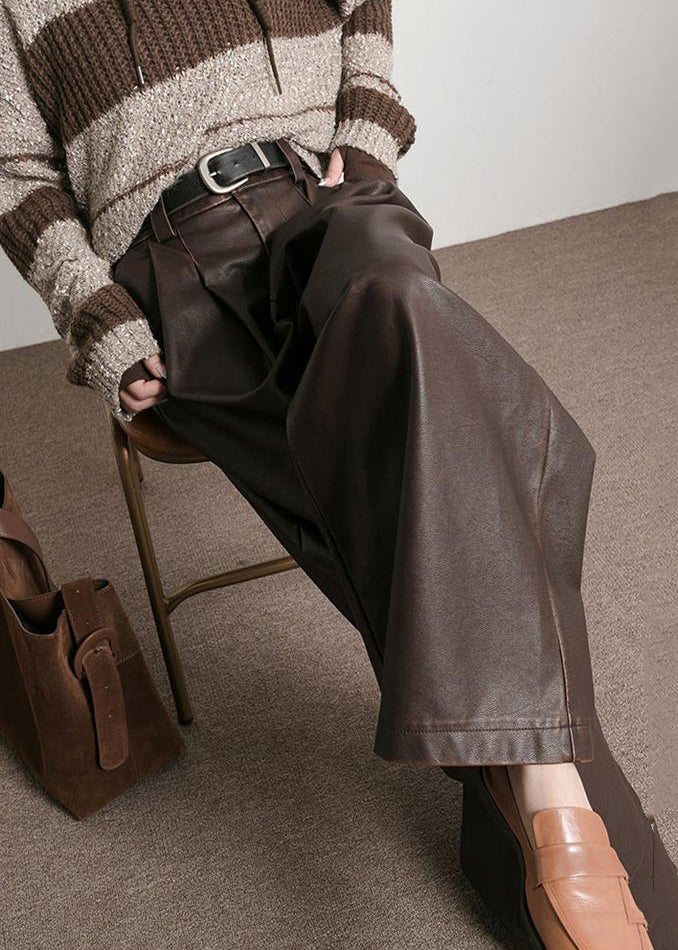 Dames Hoge Taille Faux Leren Broek met Zakjes 3