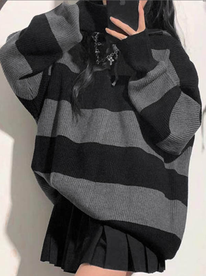 Dames Hoodie Trui met Strepen en Baggy Pasvorm 3