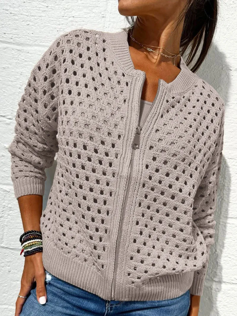 Dames Jacket Met Perforaties en Ritssluiting 2