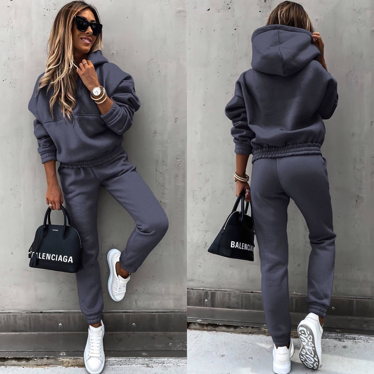 Dames Joggingpak Met Oversized Hoodie En Taps Toelopende Broek 7