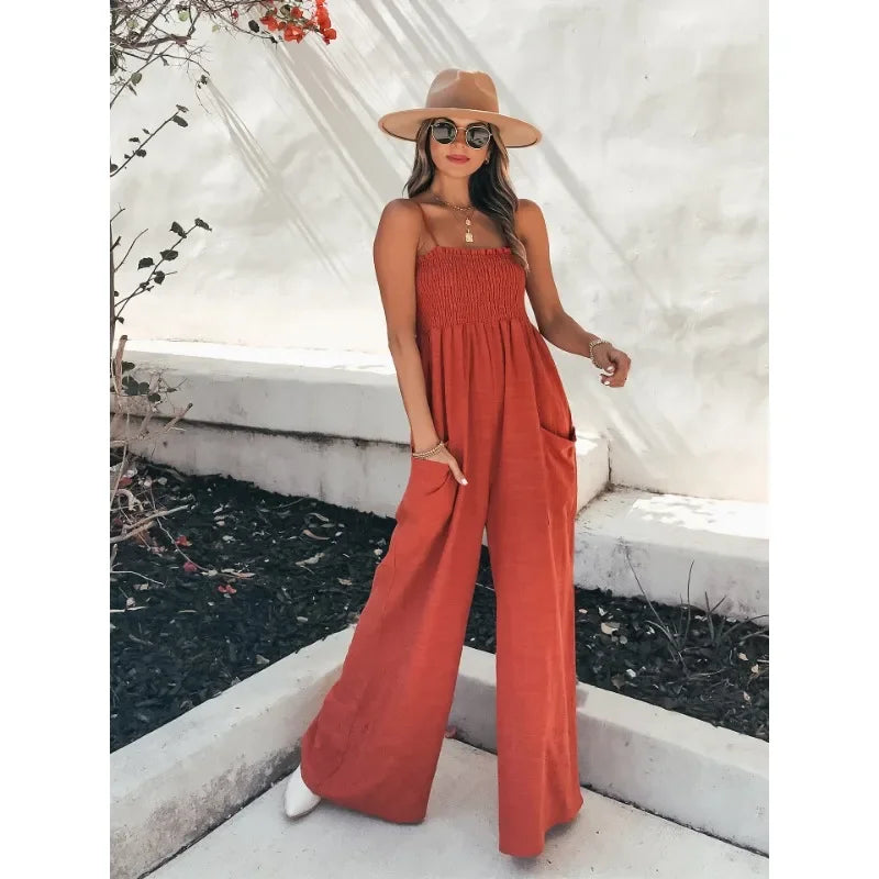 Dames Jumpsuit Casual Met Wijde Pijpen 10