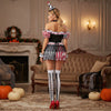 Dames Jumpsuit Clown Kostuum Off-Shoulder met Hoed en Accessoires 3