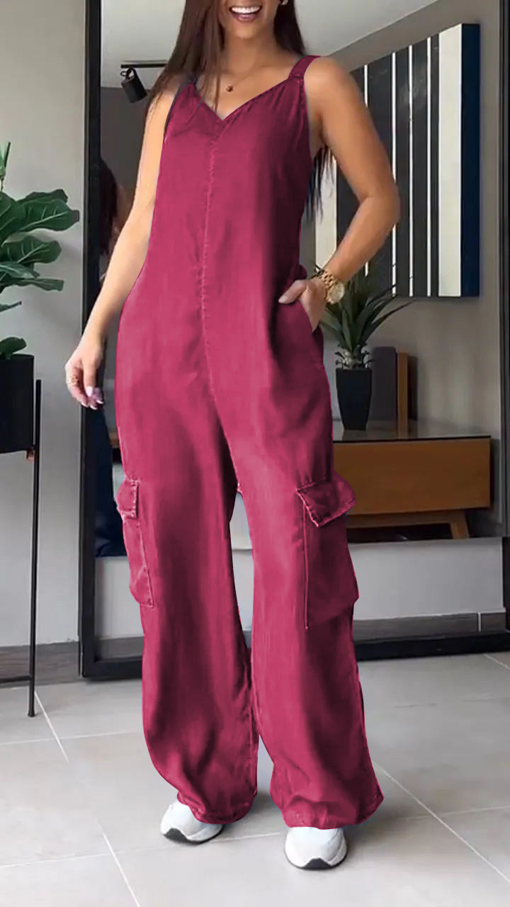 Dames Jumpsuit Denim V-hals Comfortabel 11