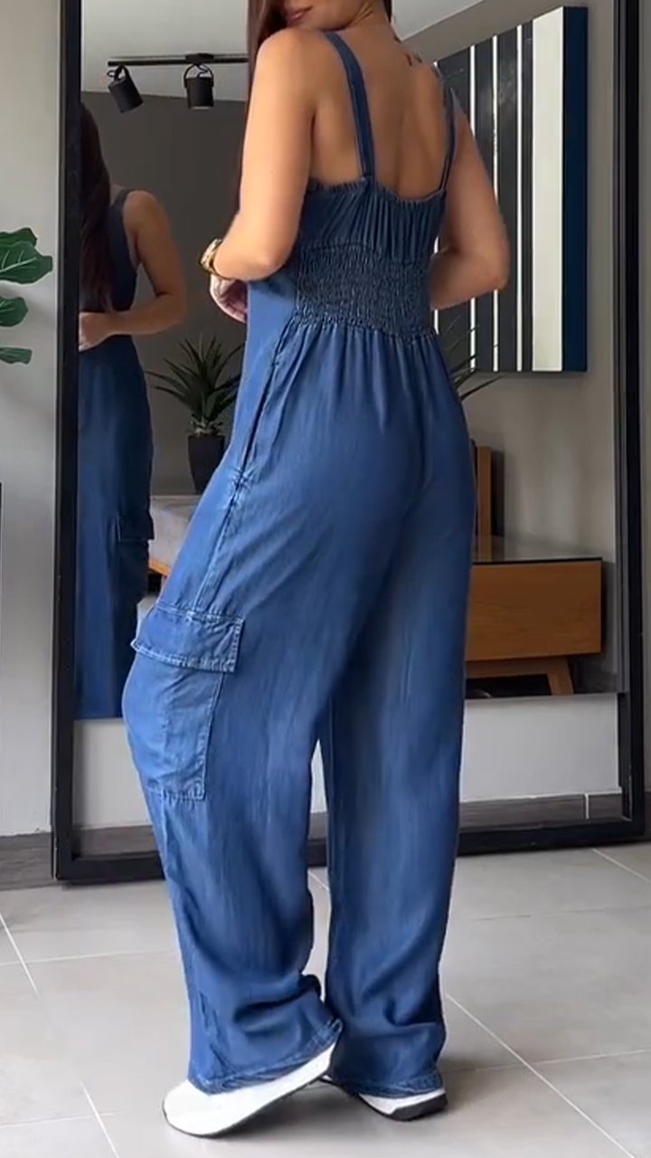Dames Jumpsuit Denim V-hals Comfortabel 4