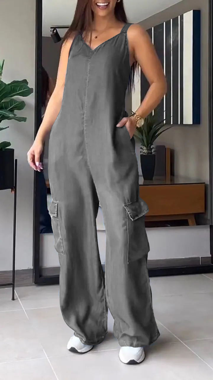 Dames Jumpsuit Denim V-hals Comfortabel 8