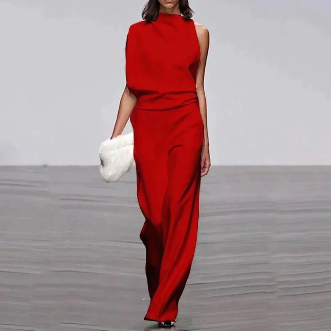Dames Jumpsuit Feestelijk Asymmetrisch Met Hoge Kraag En Ontblote Schouder 2