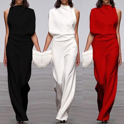 Dames Jumpsuit Feestelijk Asymmetrisch Met Hoge Kraag En Ontblote Schouder 4