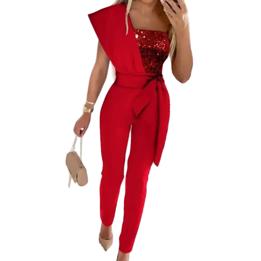 Dames Jumpsuit Feestelijk Met Pailletten Patchwork Design 0