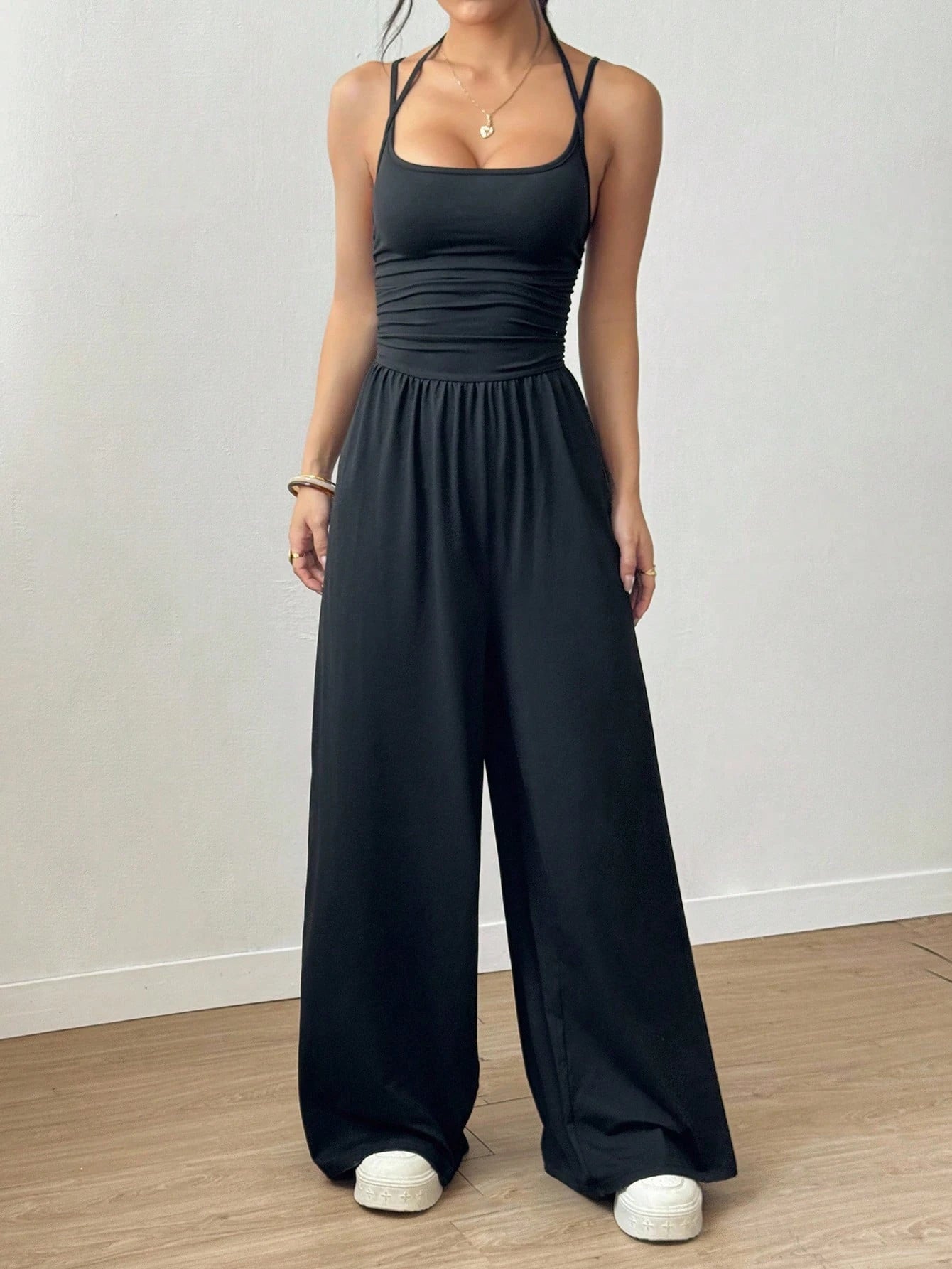 Dames Jumpsuit Geplooid met Rechte Pijpen 2