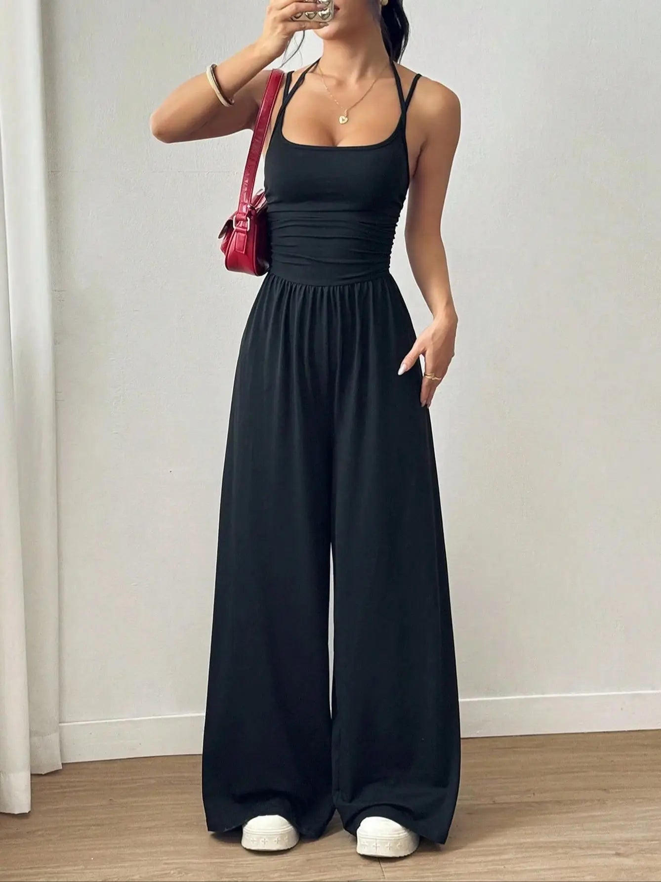 Dames Jumpsuit Geplooid met Rechte Pijpen 6
