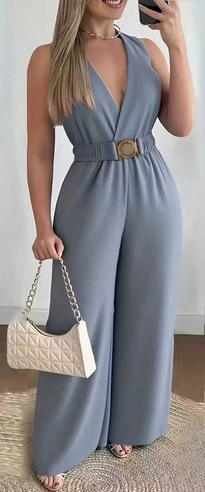Dames Jumpsuit Mouwloos Met Diepe V-hals 7