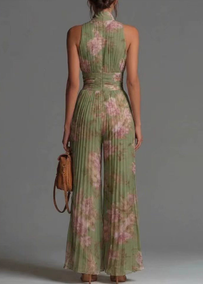 Dames Jumpsuit Mouwloos Met Opstaande Kraag En Gerimpelde Print Feestelijk 3