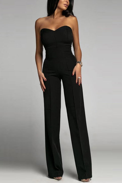 Dames Jumpsuit Strapless Hoog Getailleerd Zwart Feestelijk 2