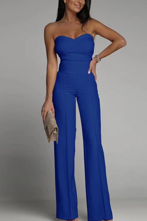 Dames Jumpsuit Strapless Hoog Getailleerd Zwart Feestelijk 3