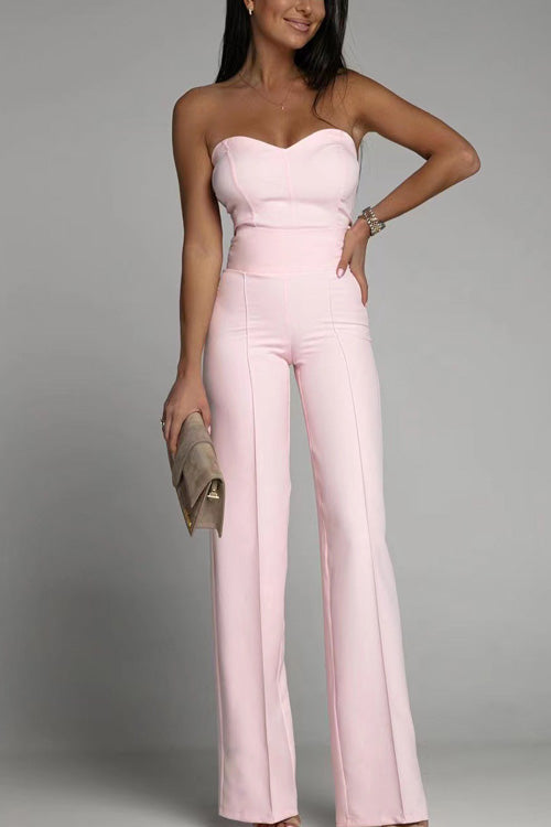 Dames Jumpsuit Strapless Hoog Getailleerd Zwart Feestelijk 4