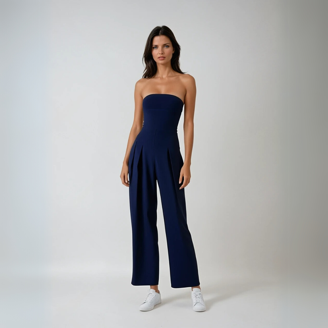 Dames Jumpsuit Strapless Met Brede Pijpen 1