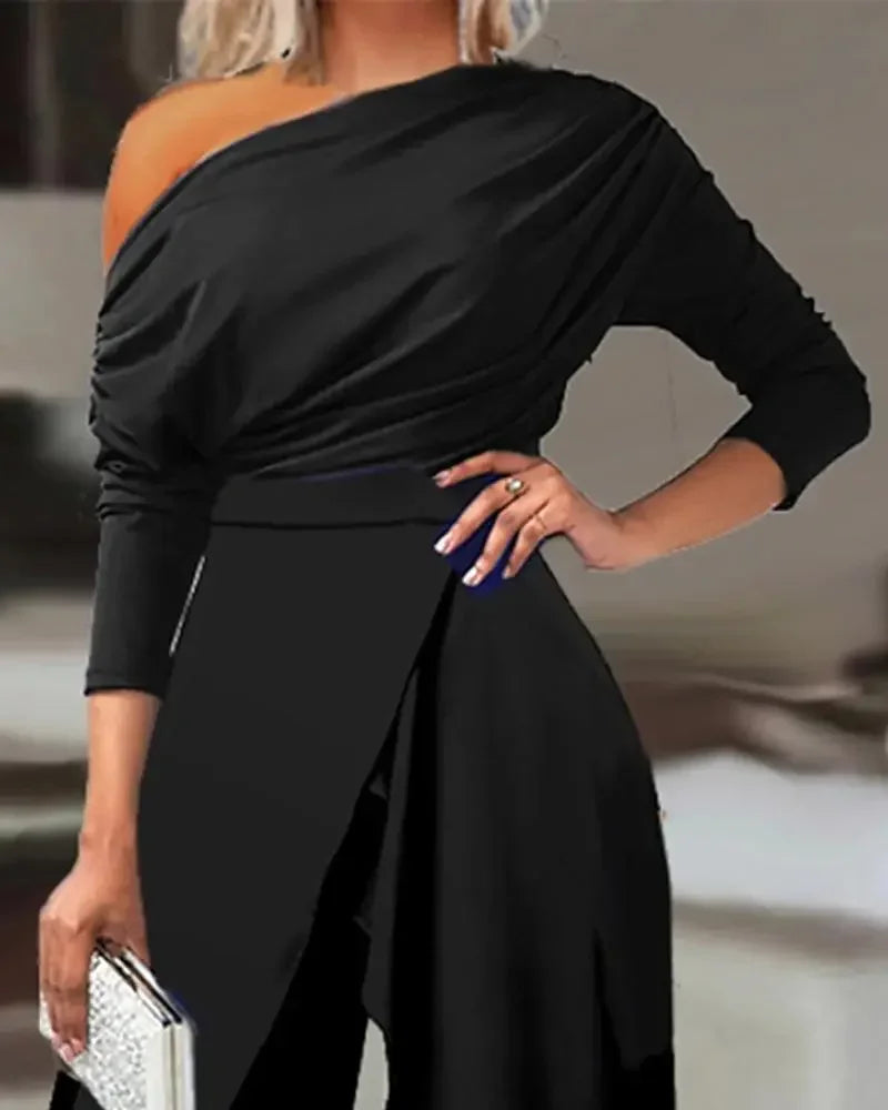 Dames Jumpsuit met Ruches en Wijde Pijpen 1