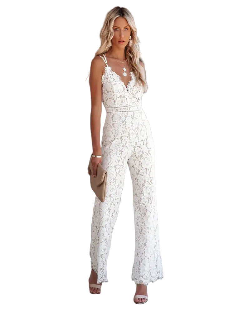 Dames Jumpsuit met V-hals en Open Rug 0