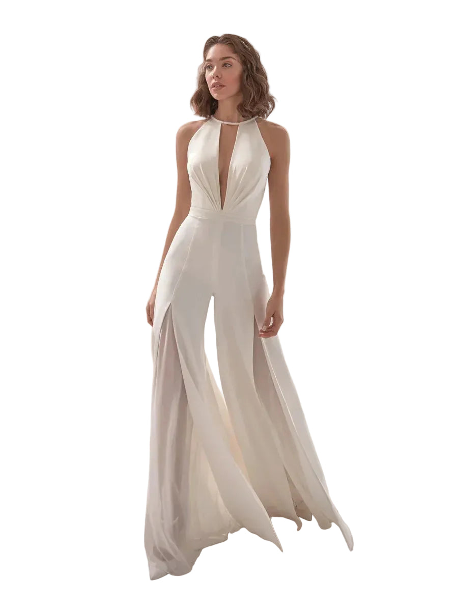 Dames Jumpsuit met V-hals en Vloeiende Snit 1