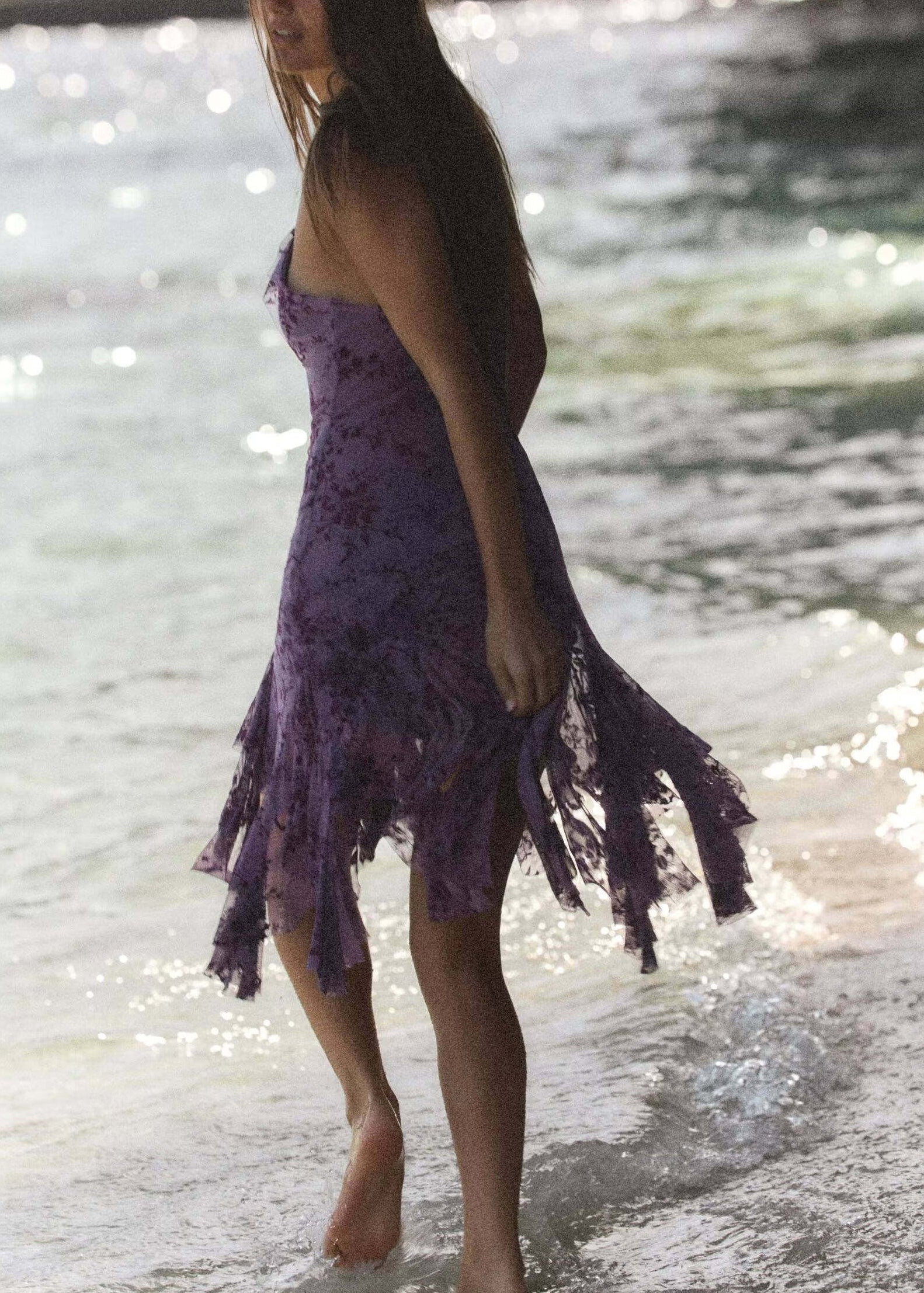 Dames Jurk Asymmetrisch Kant Spaghettibandjes Zomer 2