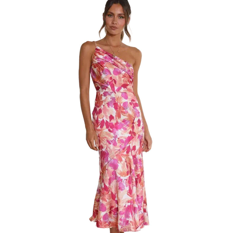 Dames Jurk Asymmetrisch Met Bloemenprint 0
