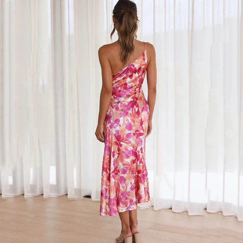 Dames Jurk Asymmetrisch Met Bloemenprint 2