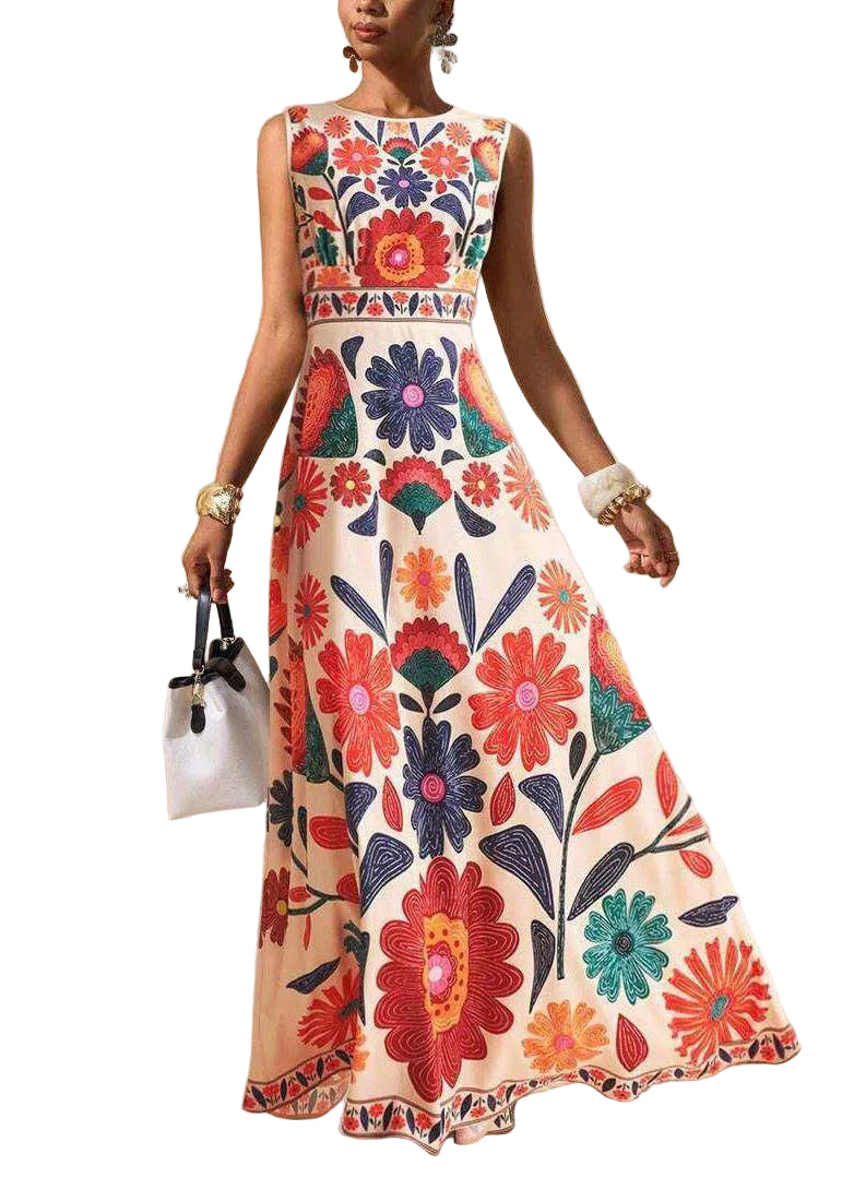 Dames Jurk Boho Stijl Mouwloos O-hals 0
