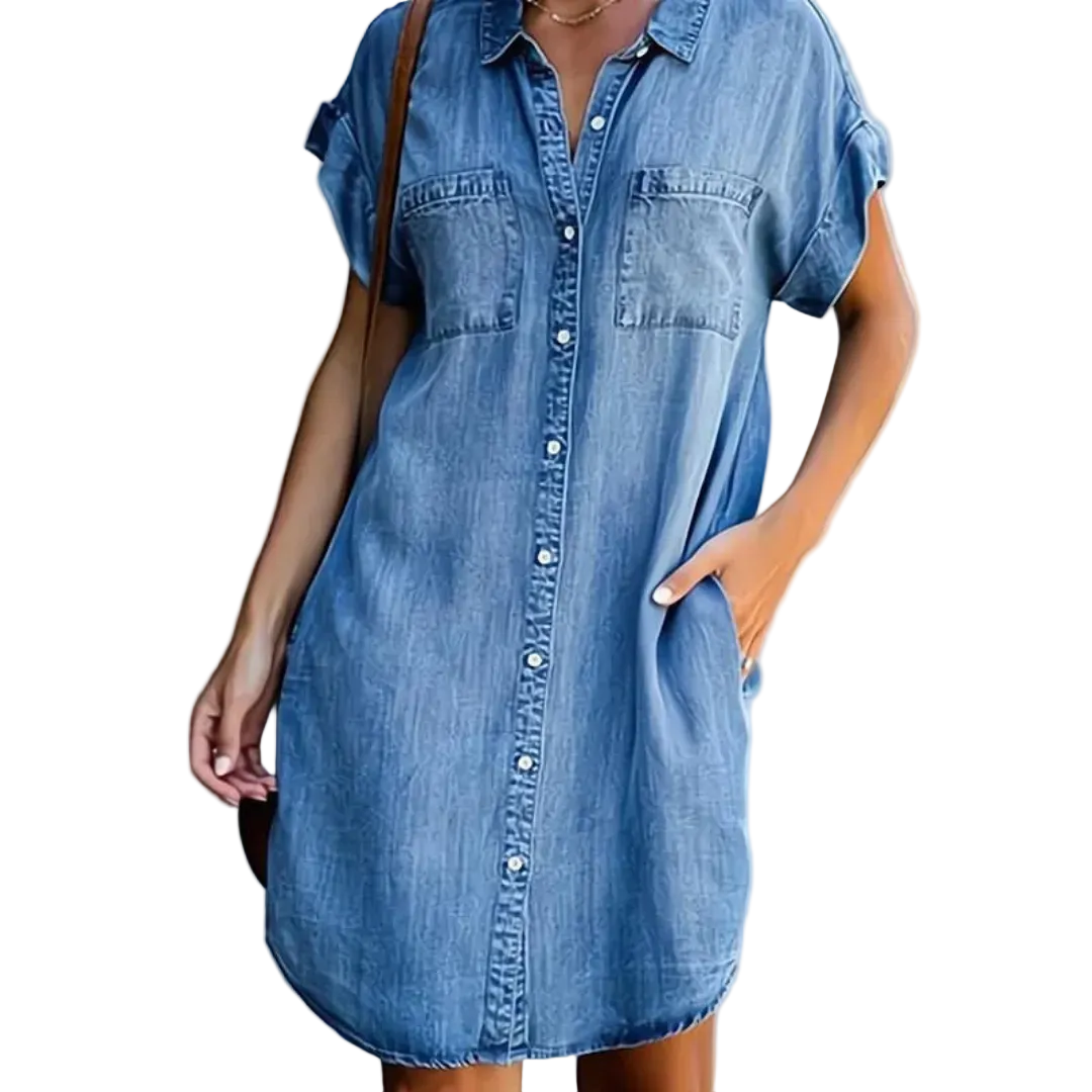 Dames Jurk Casual Denimstijl met Losse Snit 0