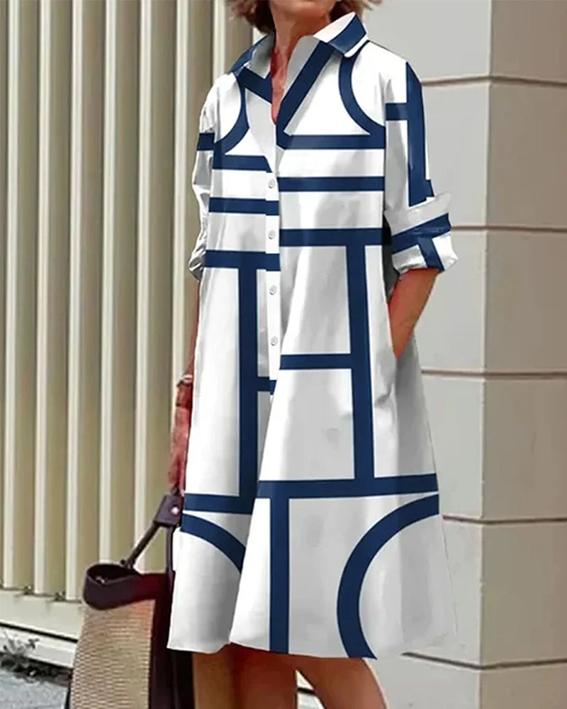 Dames Jurk Geometrische Print Modern en Stijlvol 3