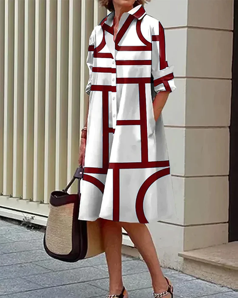 Dames Jurk Geometrische Print Modern en Stijlvol 9