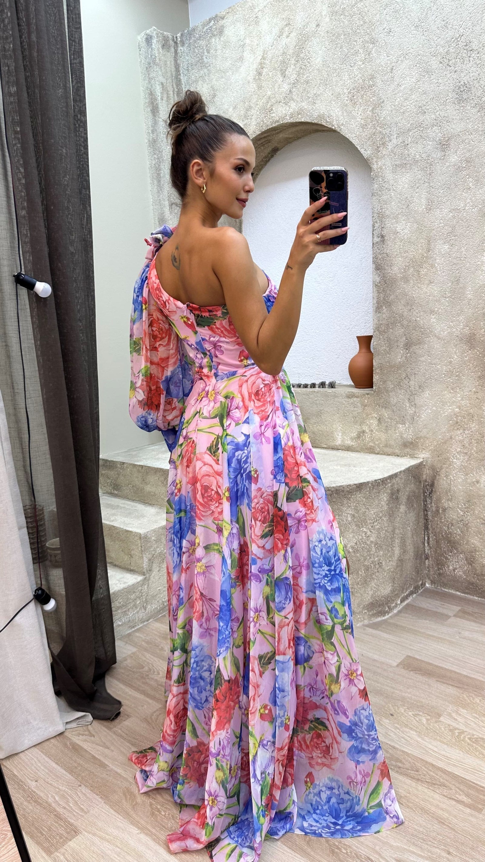 Dames Jurk Met Bloemenprint One-Shoulder Zomerstijl 1