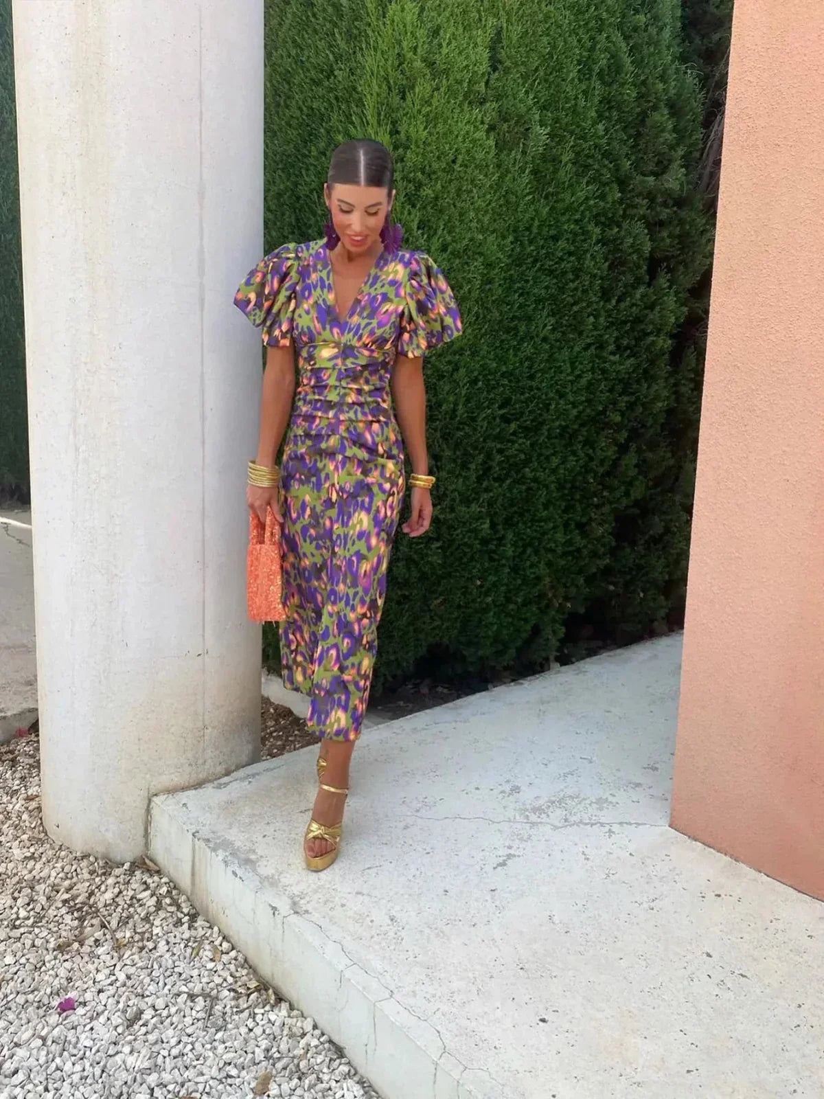 Dames Jurk Zomer Met Pofmouwen En Print Nieuwe Collectie 4