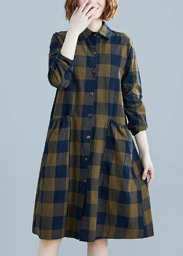 Dames Jurk met Reverszakken en Plaid Design 1
