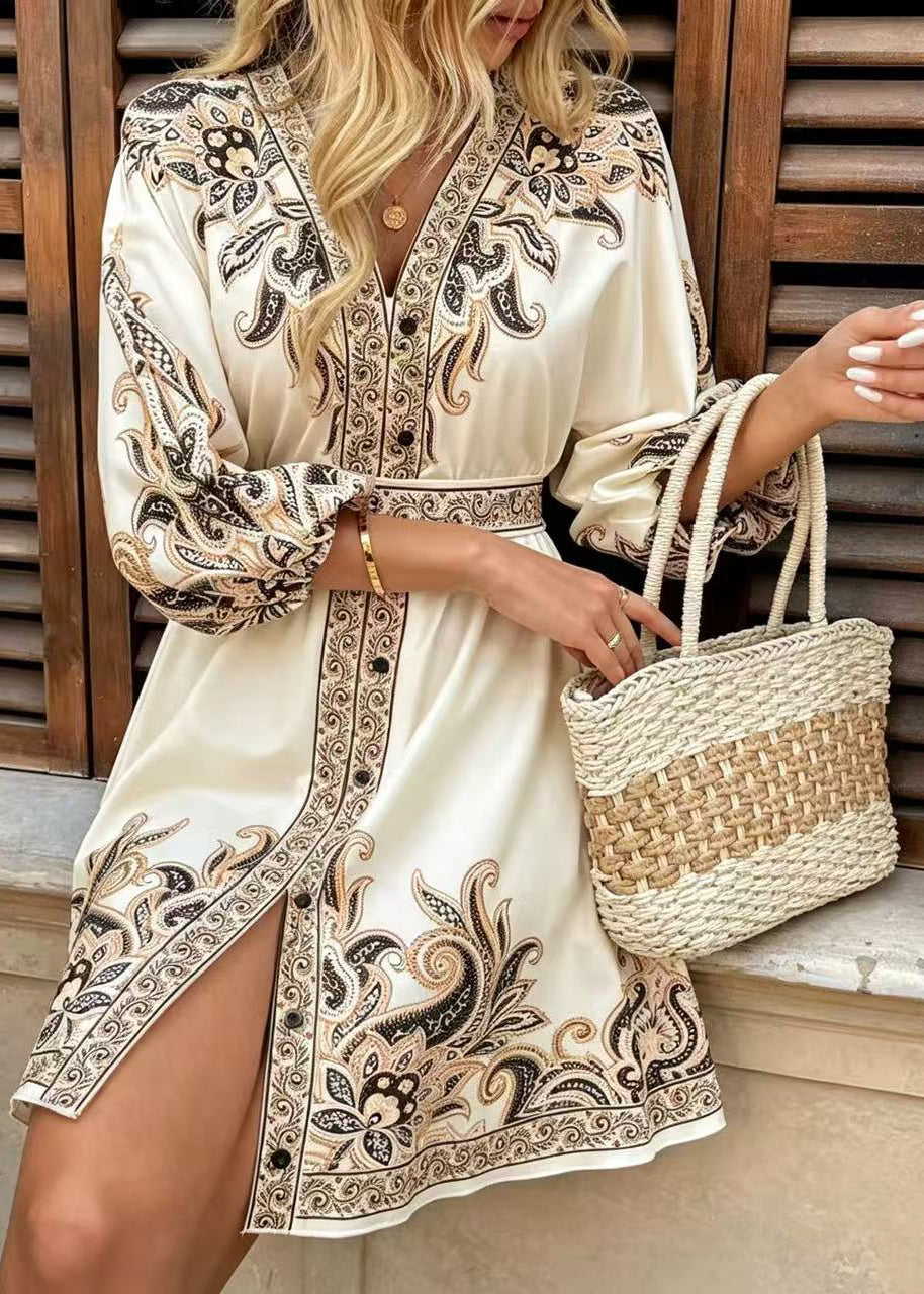 Dames Jurk met Striktaille en Print Zomerstijl 2