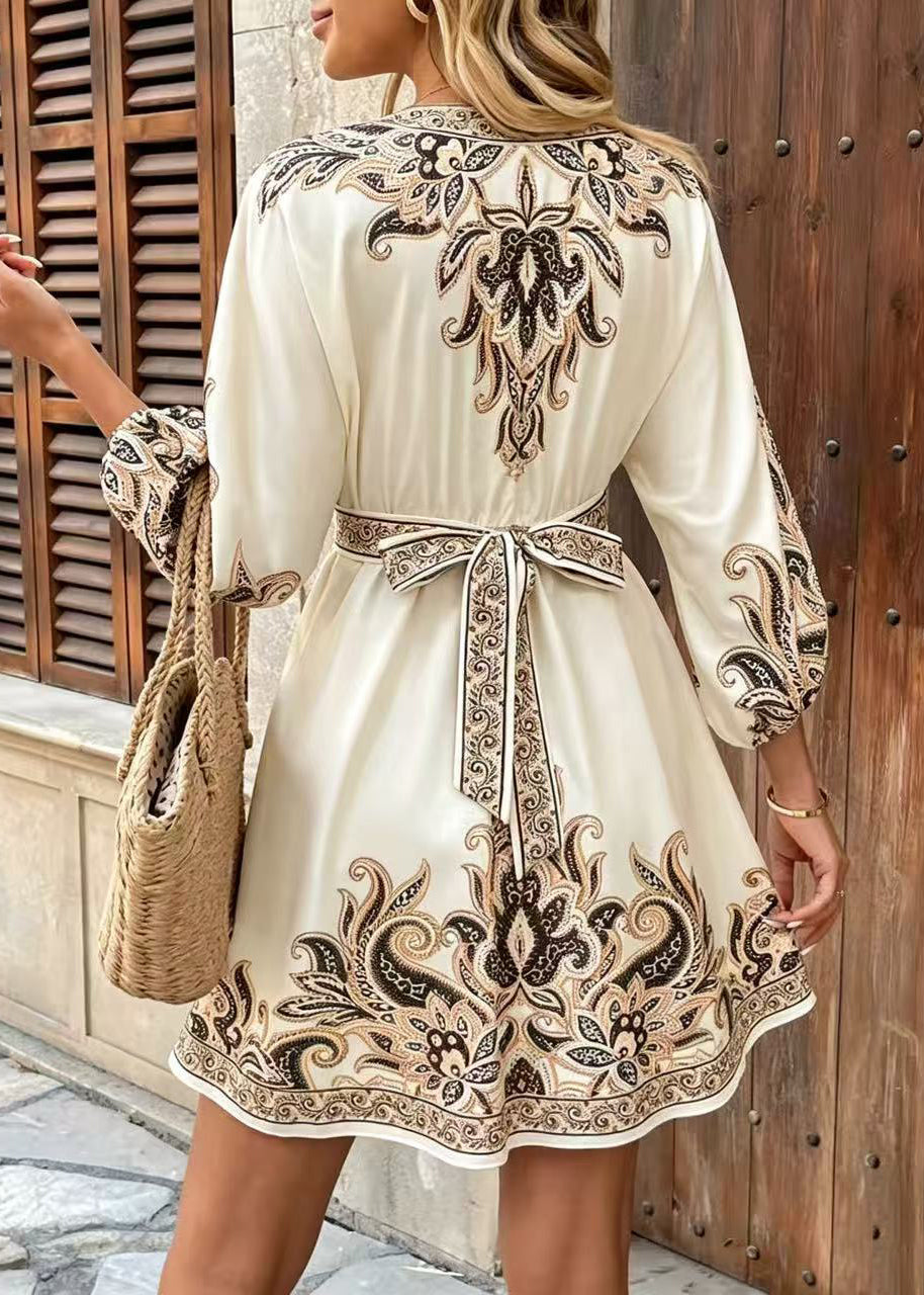 Dames Jurk met Striktaille en Print Zomerstijl 3