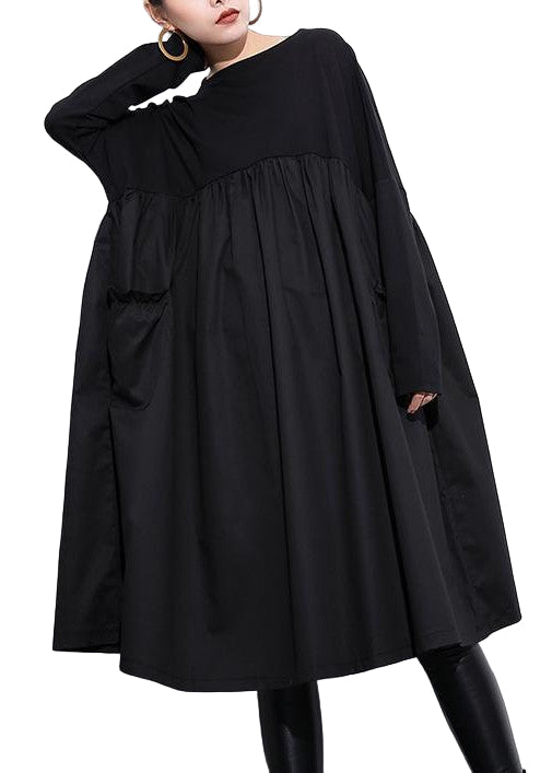 Dames Katoenen Shift Jurk Hoge Taille Met Patchwork Design 0