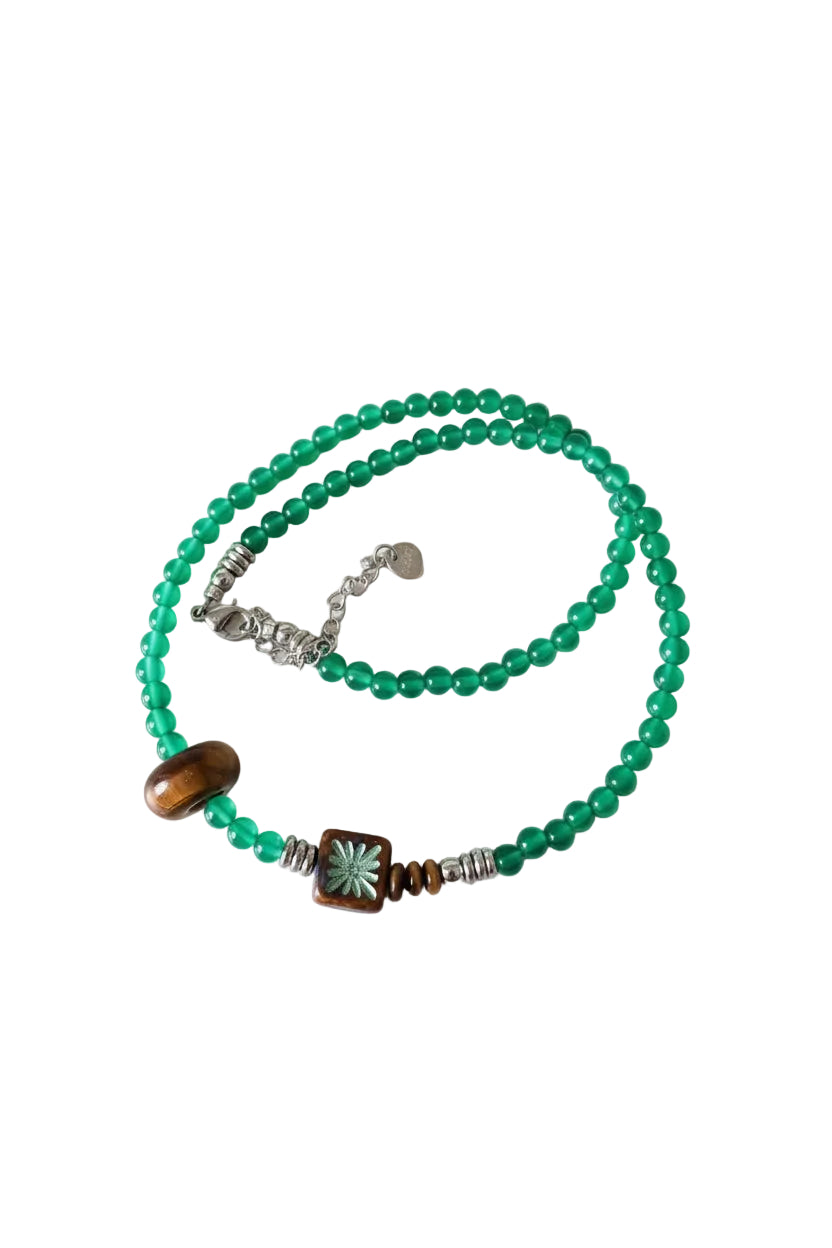 Dames Ketting Boho Stijl Met Agaat En Tijgeroog Hanger 1