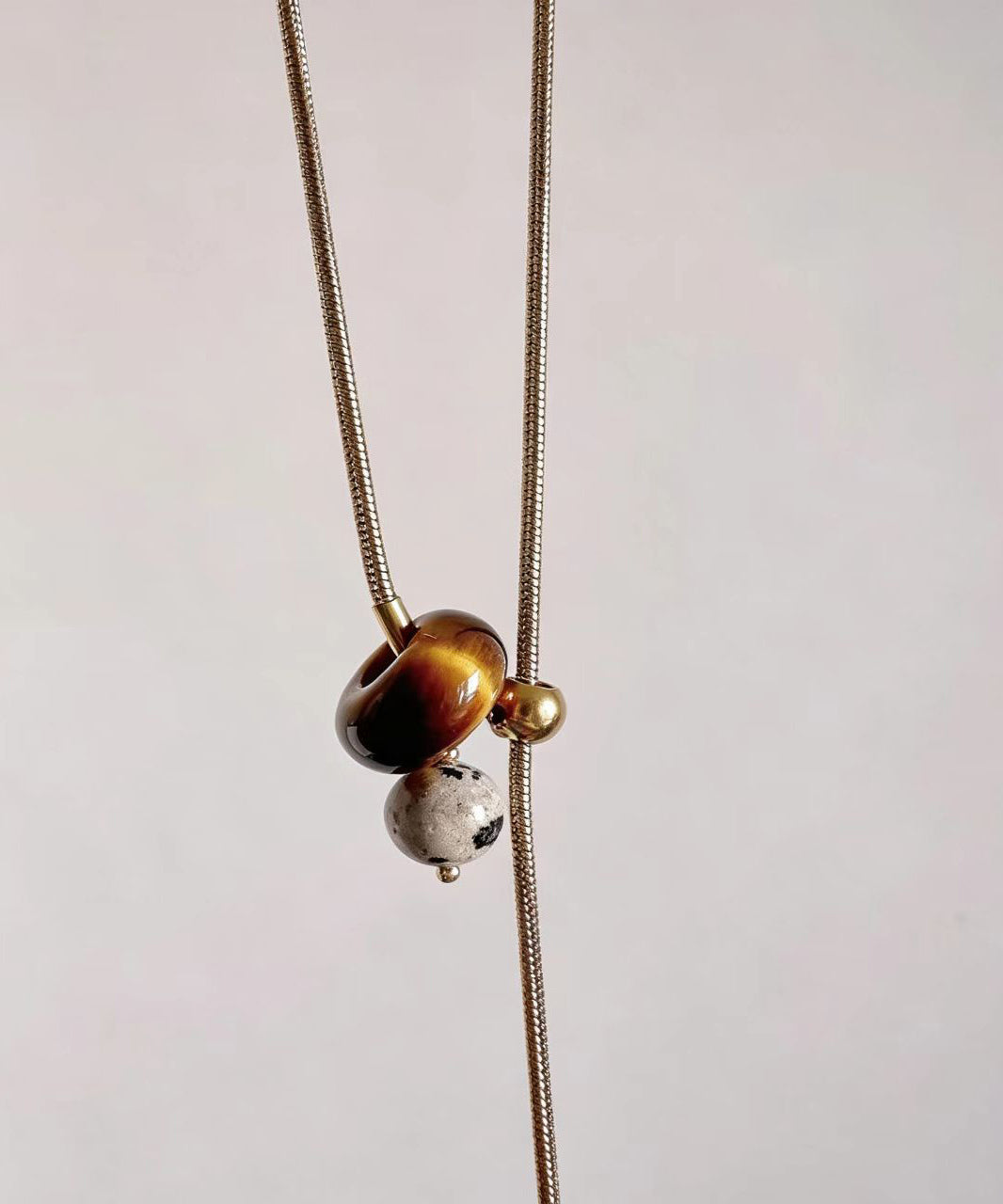 Dames Ketting Lariat Met Natuurlijke Tijgeroog Stenen 3