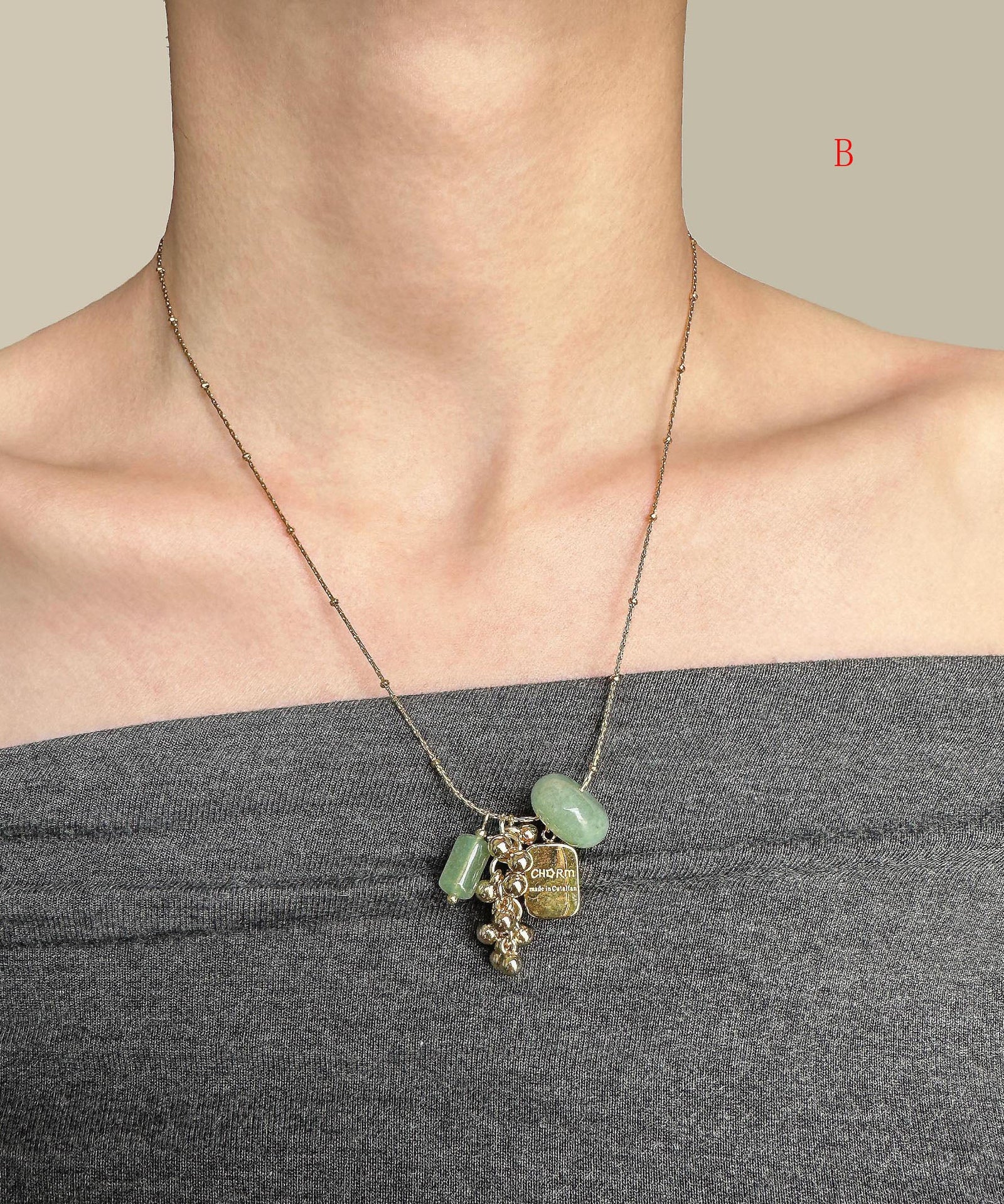 Dames Ketting Met Jade Steen Hanger Titanium Stijlvol Ontwerp 2