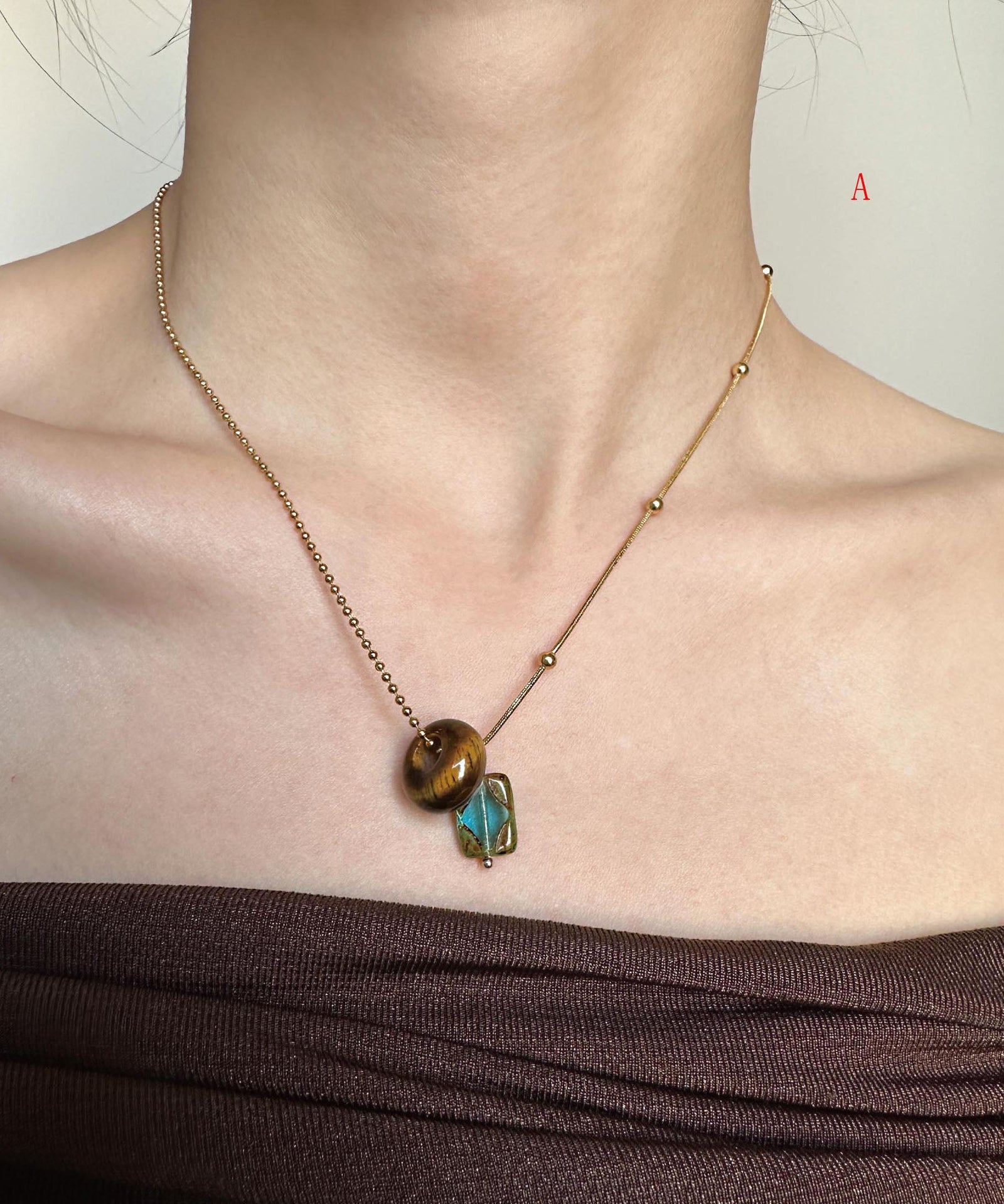 Dames Ketting Met Jade Steen Hanger Titanium Stijlvol Ontwerp 3