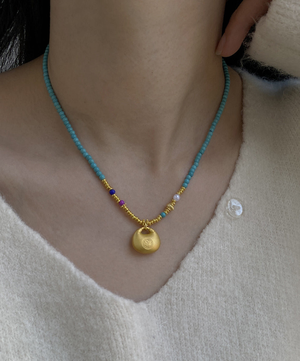 Dames Ketting Met Turquoise Hanger Uniek Ontwerp 2
