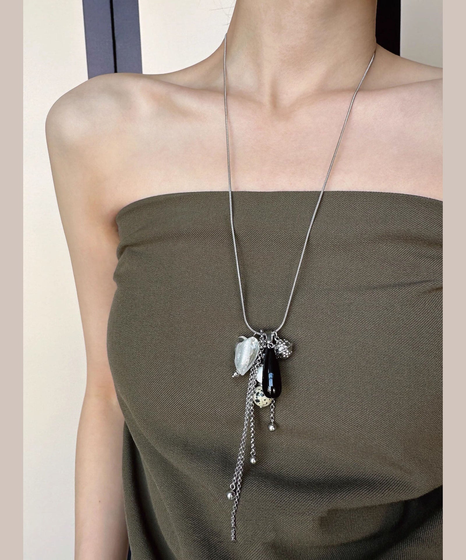 Dames Ketting met Harthanger Natuursteen Titanium Stijlvol 1