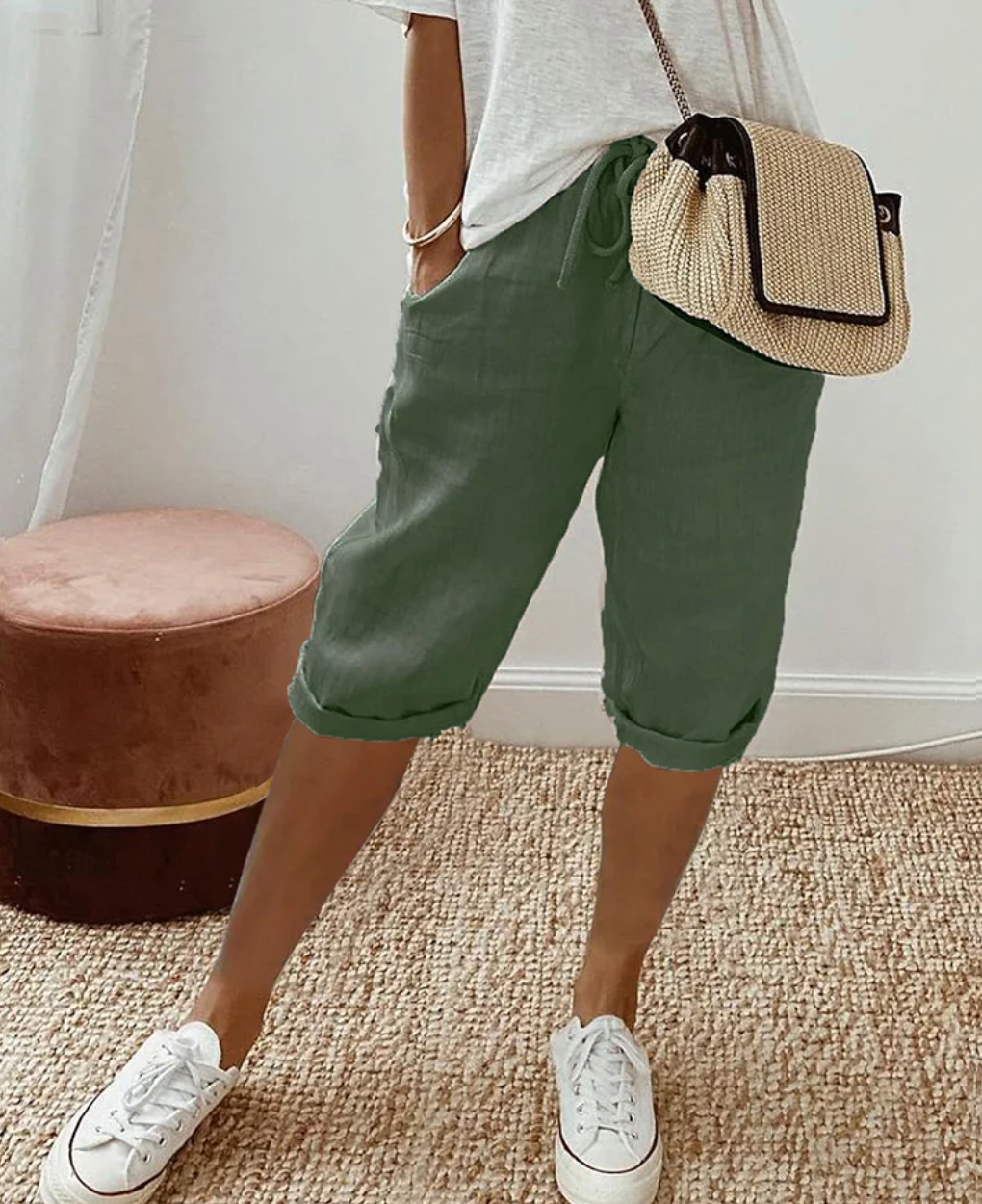 Dames Knielange Shorts Casual Stijl 1