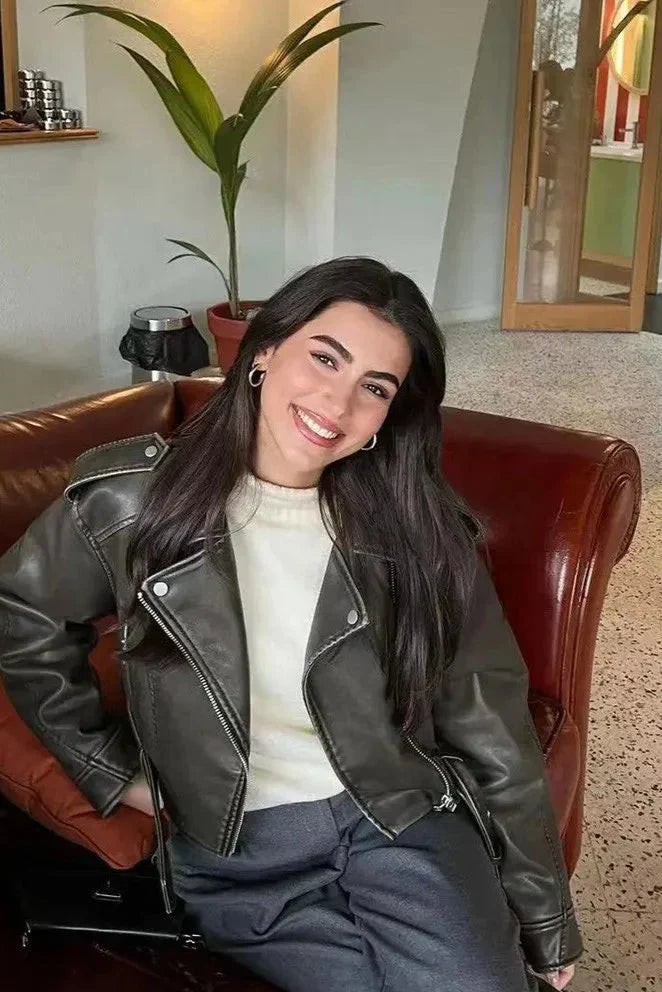 Dames Korte Bikerjacke Moderne Stijl 2