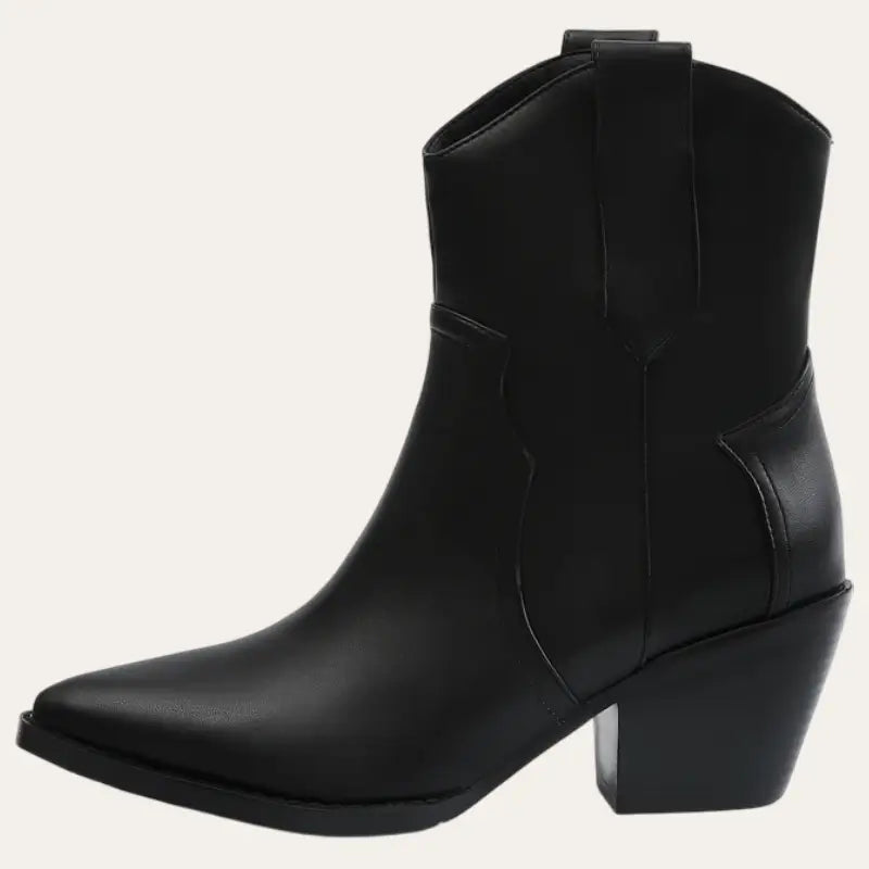 Dames Korte Cowboylaarzen Zwart Moderne Westernstijl Imitatieleer 1