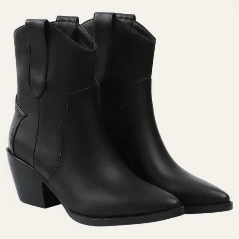 Dames Korte Cowboylaarzen Zwart Moderne Westernstijl Imitatieleer 2